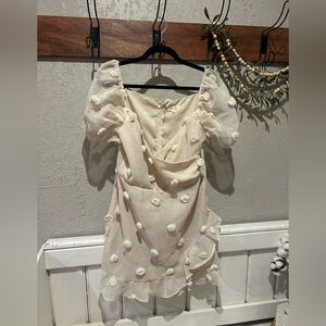 Elegant Cream Puff Sleeve Dress Just Me